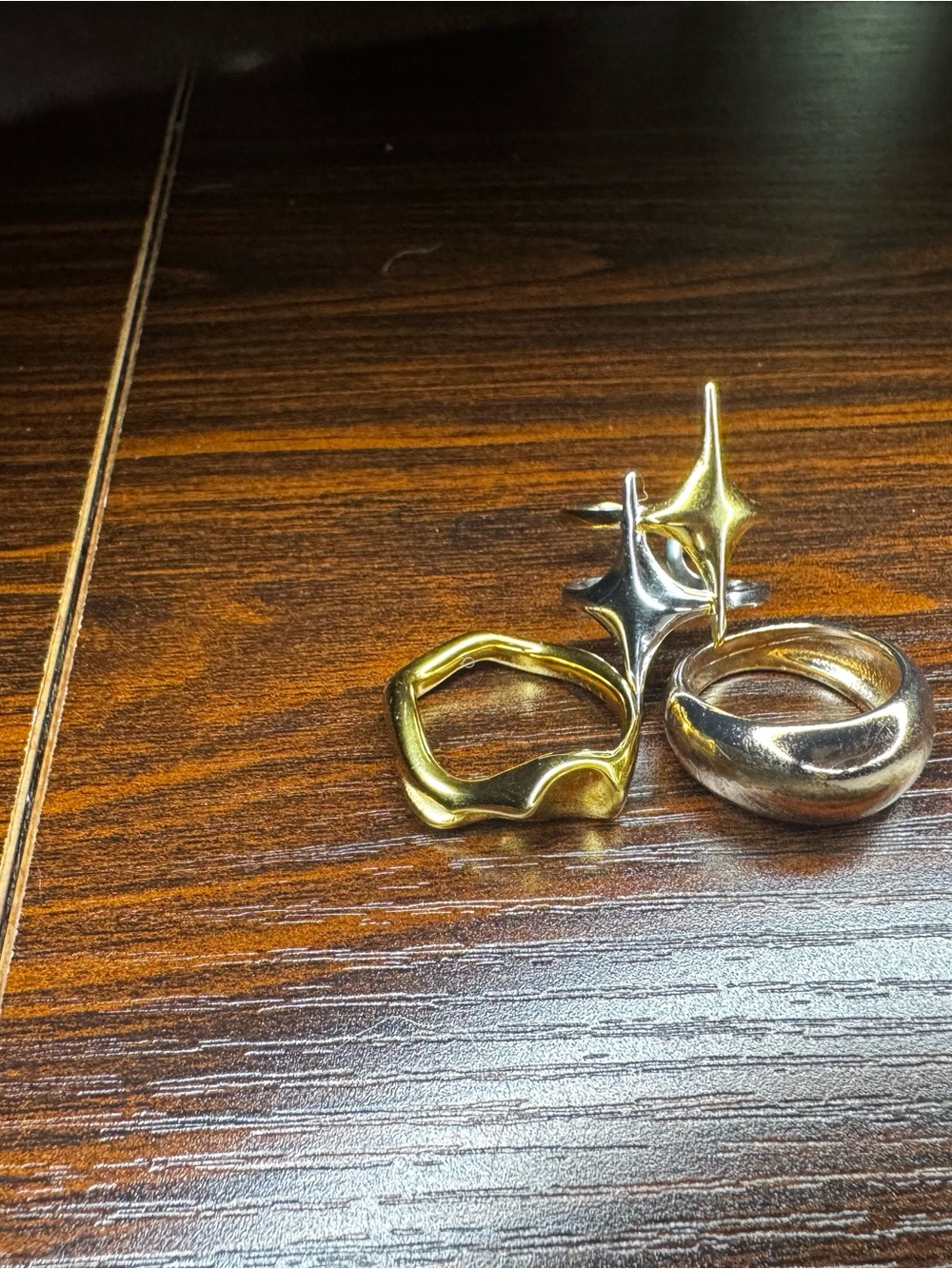 Mixed Metal Statement Rings - Gold & Silver Set